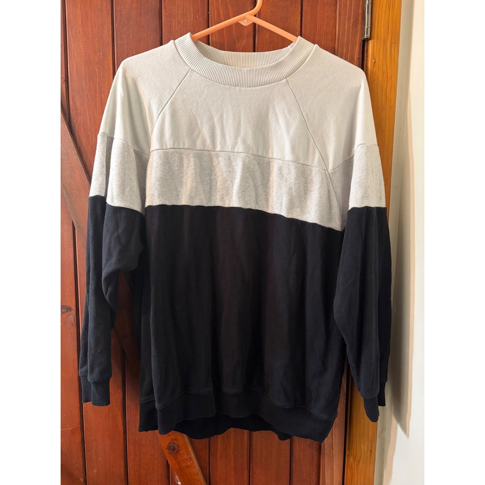 American Eagle Womens Ahh-mazingly Soft Colorblock Sweatshirt Gray Black Small